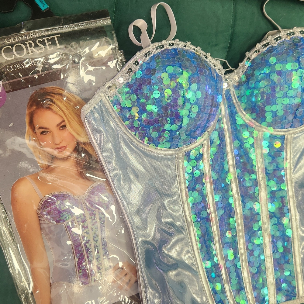 Blue Sequin Corset